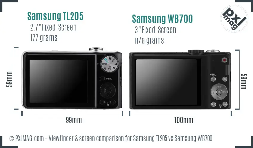 Samsung TL205 vs Samsung WB700 Screen and Viewfinder comparison