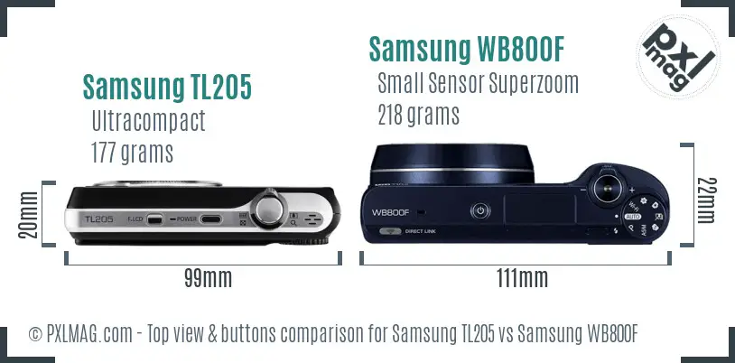 Samsung TL205 vs Samsung WB800F top view buttons comparison
