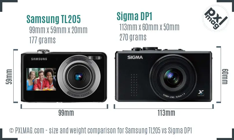 Samsung TL205 vs Sigma DP1 size comparison