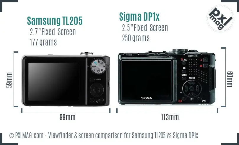 Samsung TL205 vs Sigma DP1x Screen and Viewfinder comparison Samsung TL205 vs Sigma DP1x Screen and Viewfinder comparison