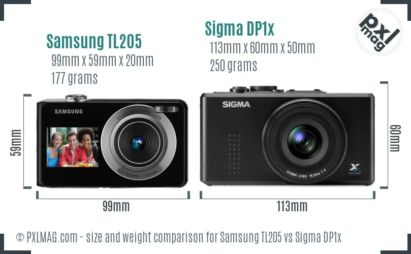 Samsung TL205 vs Sigma DP1x size comparison