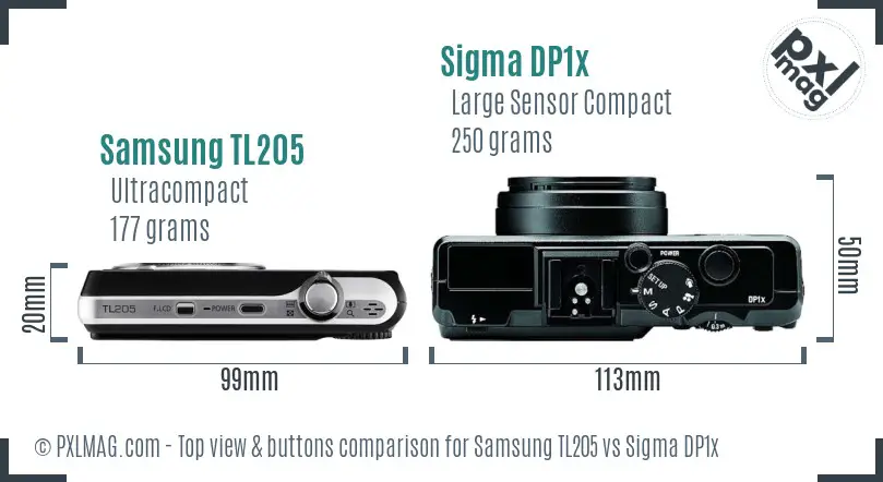 Samsung TL205 vs Sigma DP1x top view buttons comparison