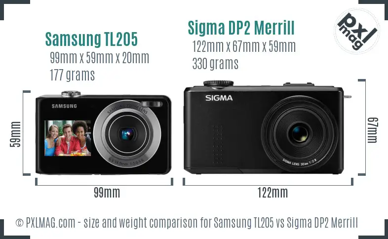 Samsung TL205 vs Sigma DP2 Merrill size comparison