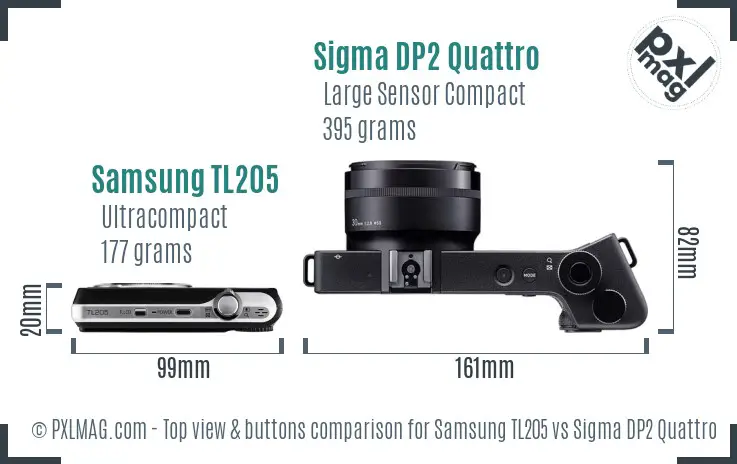 Samsung TL205 vs Sigma DP2 Quattro top view buttons comparison