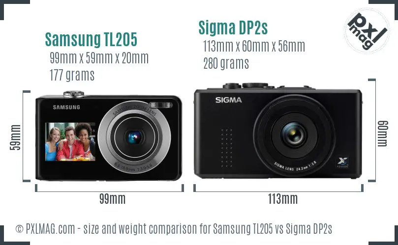 Samsung TL205 vs Sigma DP2s size comparison