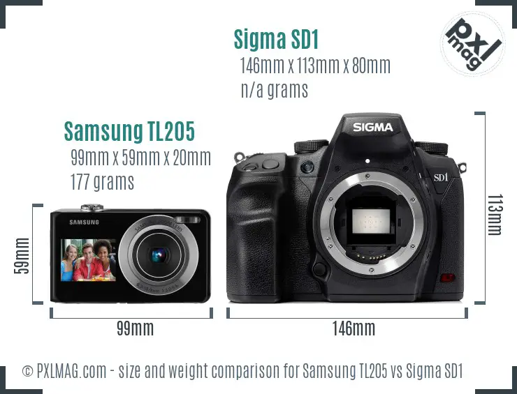 Samsung TL205 vs Sigma SD1 size comparison