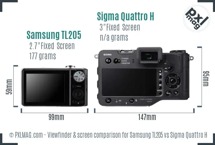 Samsung TL205 vs Sigma Quattro H Screen and Viewfinder comparison