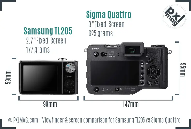 Samsung TL205 vs Sigma Quattro Screen and Viewfinder comparison