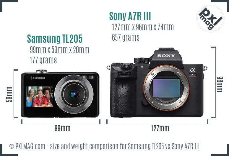 Samsung TL205 vs Sony A7R III size comparison Samsung TL205 vs Sony A7R III size comparison