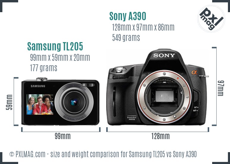 Samsung TL205 vs Sony A390 size comparison Samsung TL205 vs Sony A390 size comparison