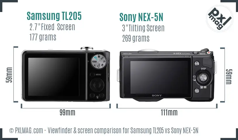 Samsung TL205 vs Sony NEX-5N Screen and Viewfinder comparison Samsung TL205 vs Sony NEX-5N Screen and Viewfinder comparison