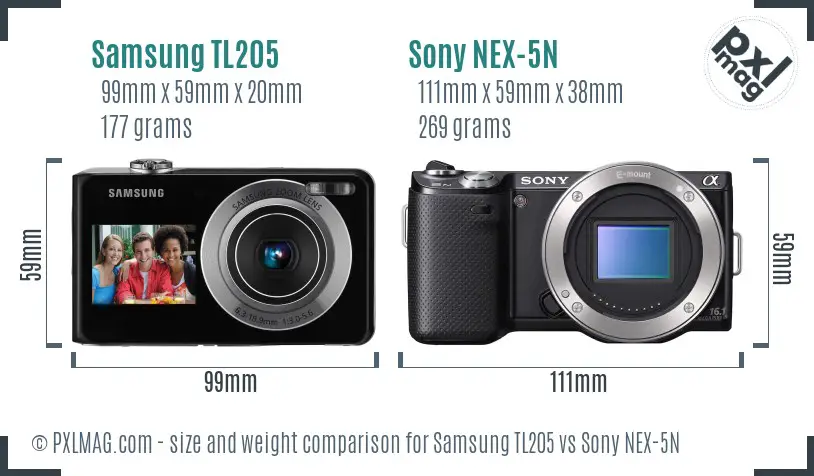 Samsung TL205 vs Sony NEX-5N size comparison Samsung TL205 vs Sony NEX-5N size comparison