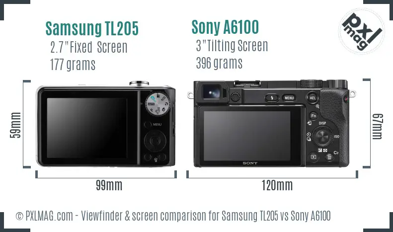 Samsung TL205 vs Sony A6100 Screen and Viewfinder comparison Samsung TL205 vs Sony A6100 Screen and Viewfinder comparison
