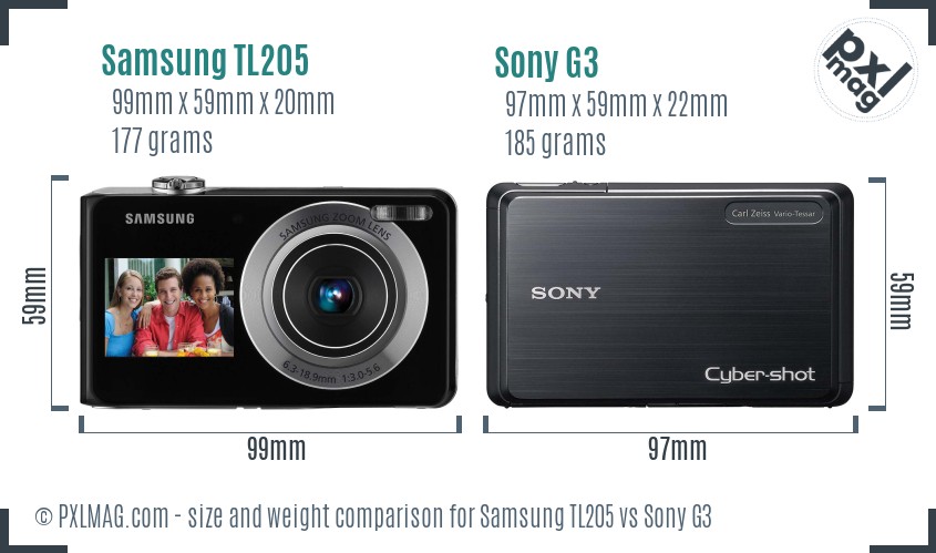 Samsung TL205 vs Sony G3 size comparison Samsung TL205 vs Sony G3 size comparison