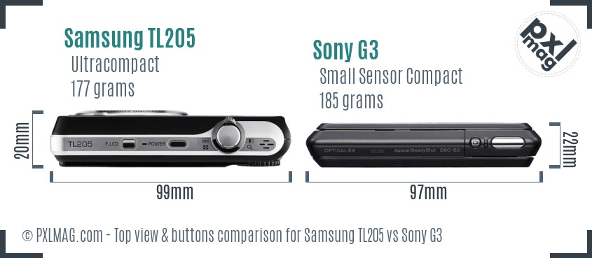 Samsung TL205 vs Sony G3 top view buttons comparison