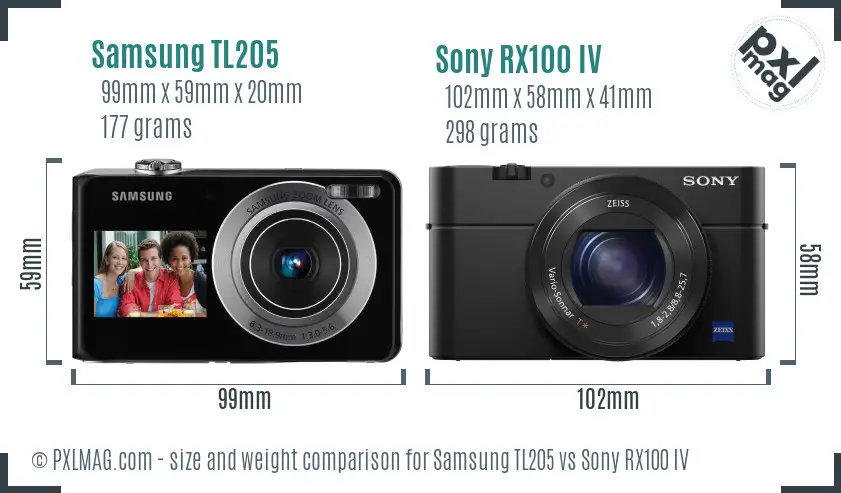 Samsung TL205 vs Sony RX100 IV size comparison Samsung TL205 vs Sony RX100 IV size comparison