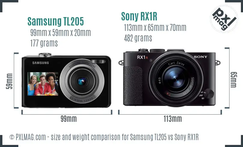 Samsung TL205 vs Sony RX1R size comparison Samsung TL205 vs Sony RX1R size comparison
