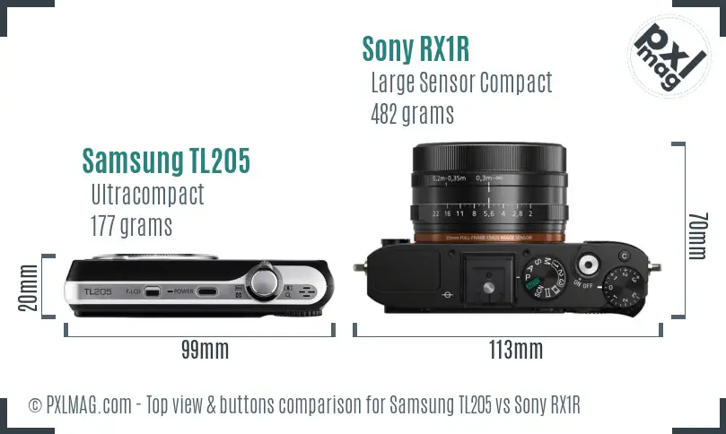 Samsung TL205 vs Sony RX1R top view buttons comparison