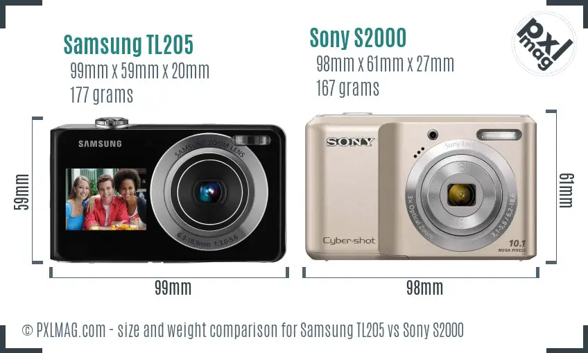 Samsung TL205 vs Sony S2000 size comparison Samsung TL205 vs Sony S2000 size comparison
