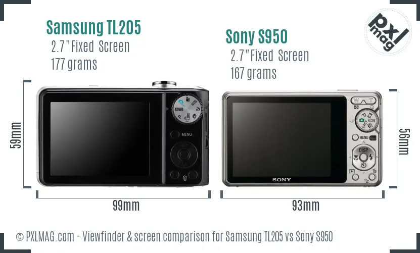 Samsung TL205 vs Sony S950 Screen and Viewfinder comparison