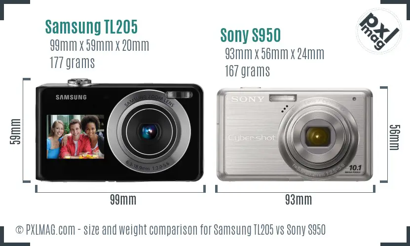 Samsung TL205 vs Sony S950 size comparison