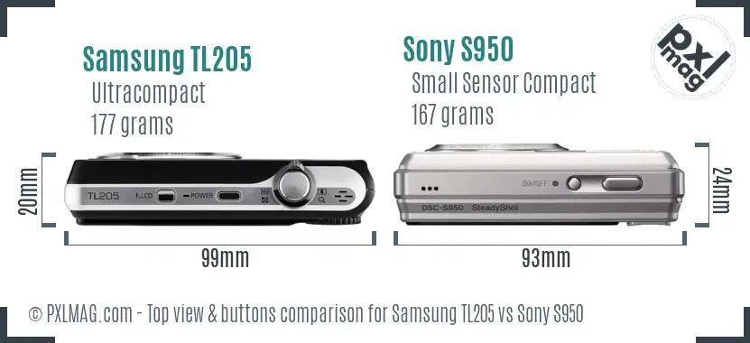 Samsung TL205 vs Sony S950 top view buttons comparison