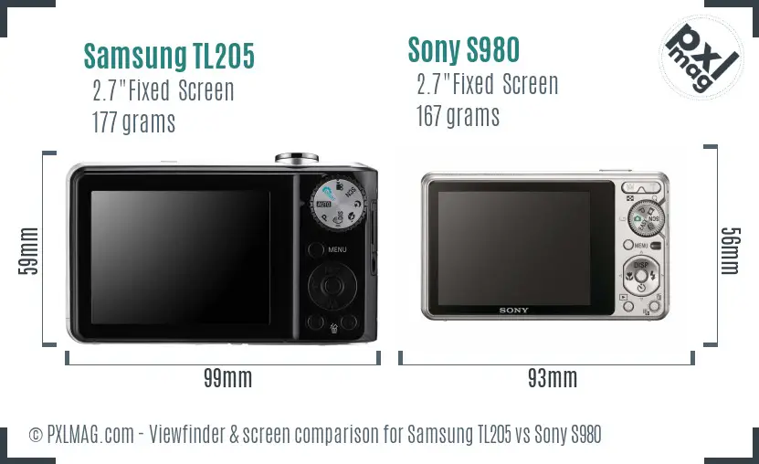 Samsung TL205 vs Sony S980 Screen and Viewfinder comparison