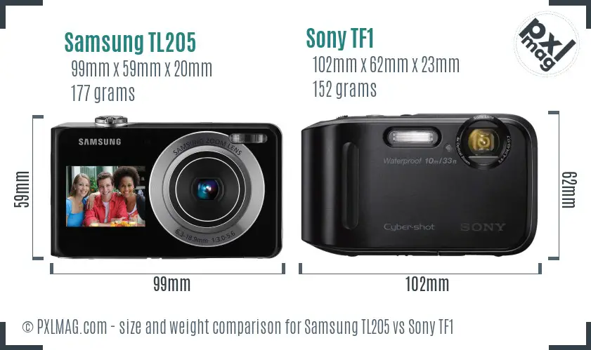 Samsung TL205 vs Sony TF1 size comparison Samsung TL205 vs Sony TF1 size comparison