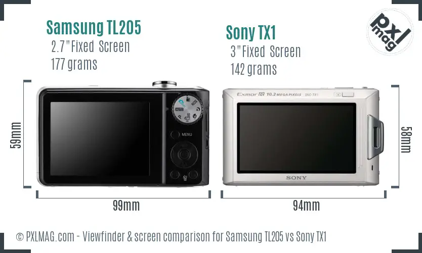Samsung TL205 vs Sony TX1 Screen and Viewfinder comparison Samsung TL205 vs Sony TX1 Screen and Viewfinder comparison