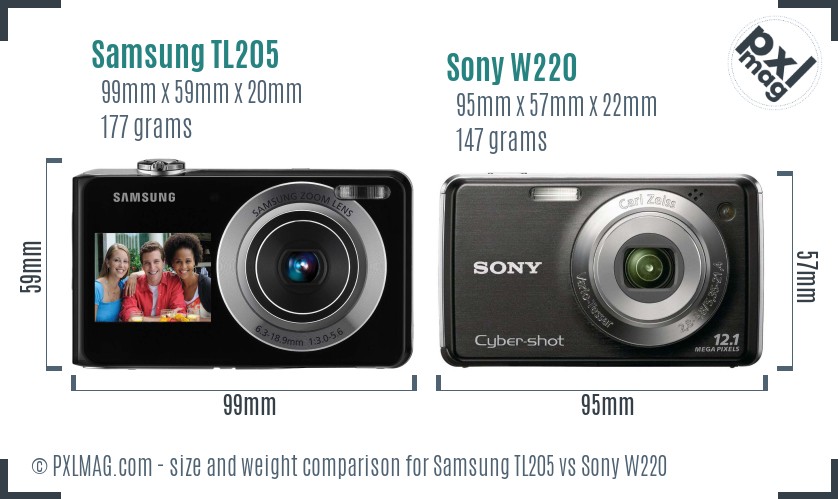 Samsung TL205 vs Sony W220 size comparison Samsung TL205 vs Sony W220 size comparison