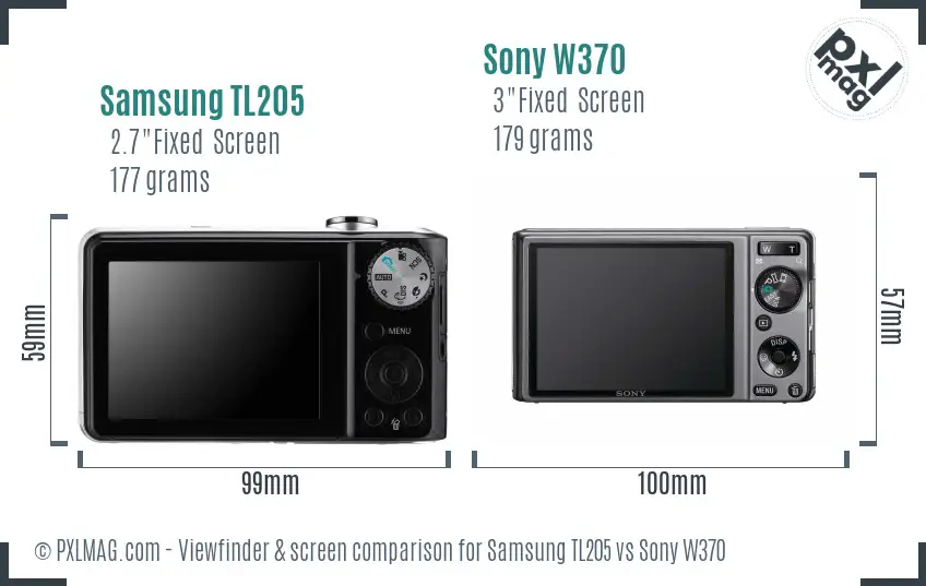 Samsung TL205 vs Sony W370 Screen and Viewfinder comparison Samsung TL205 vs Sony W370 Screen and Viewfinder comparison