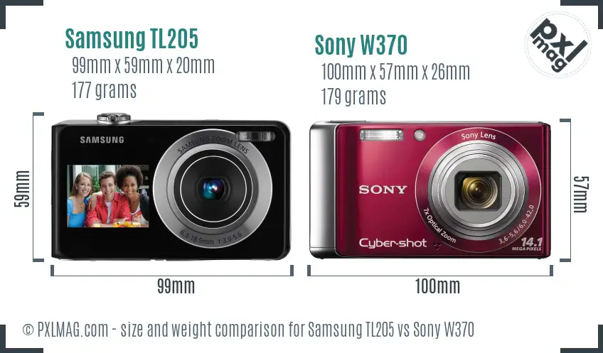 Samsung TL205 vs Sony W370 size comparison Samsung TL205 vs Sony W370 size comparison