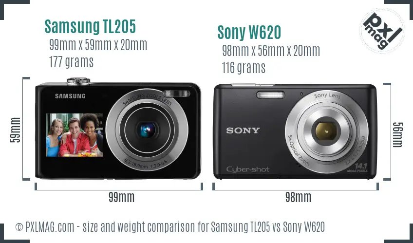 Samsung TL205 vs Sony W620 size comparison Samsung TL205 vs Sony W620 size comparison