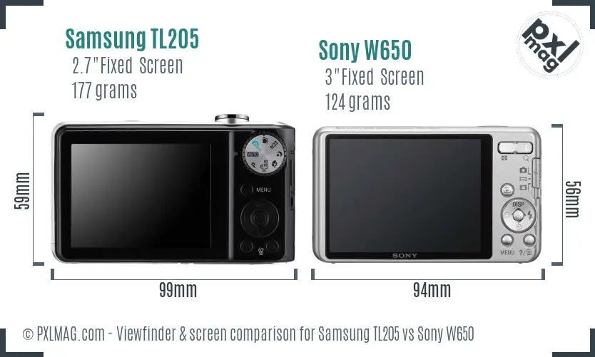 Samsung TL205 vs Sony W650 Screen and Viewfinder comparison Samsung TL205 vs Sony W650 Screen and Viewfinder comparison