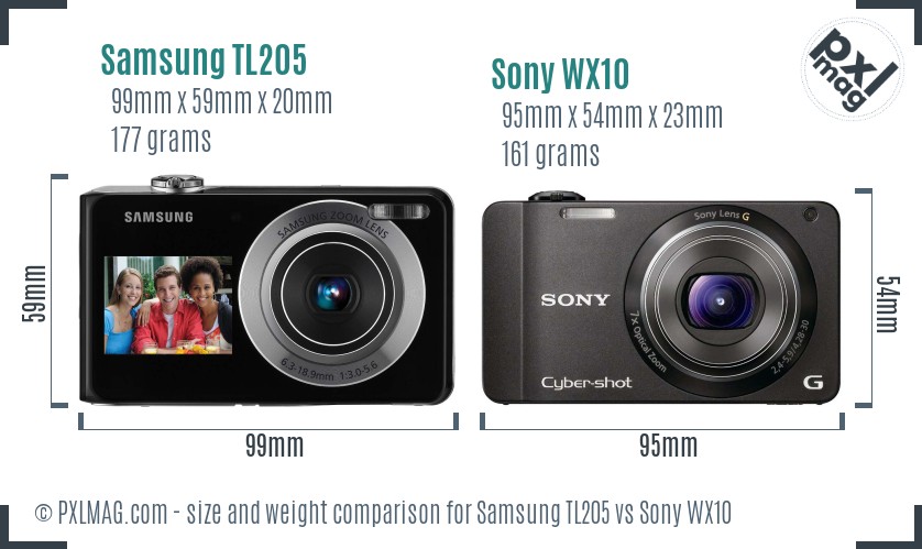 Samsung TL205 vs Sony WX10 size comparison Samsung TL205 vs Sony WX10 size comparison