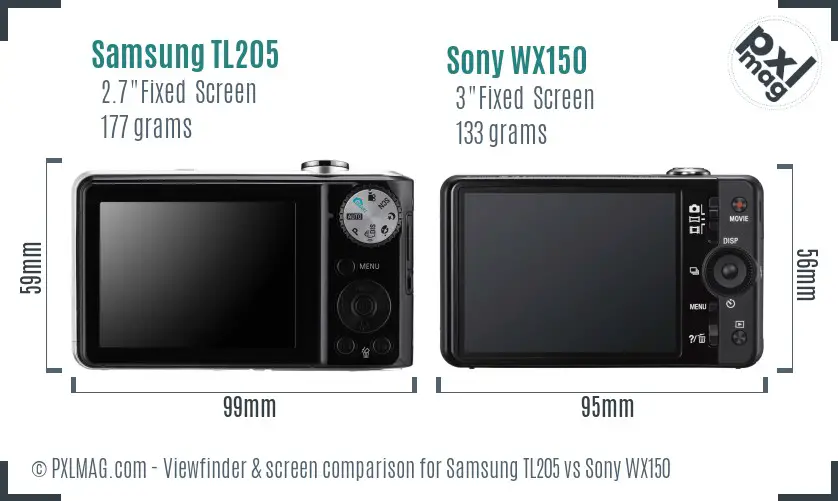 Samsung TL205 vs Sony WX150 Screen and Viewfinder comparison Samsung TL205 vs Sony WX150 Screen and Viewfinder comparison