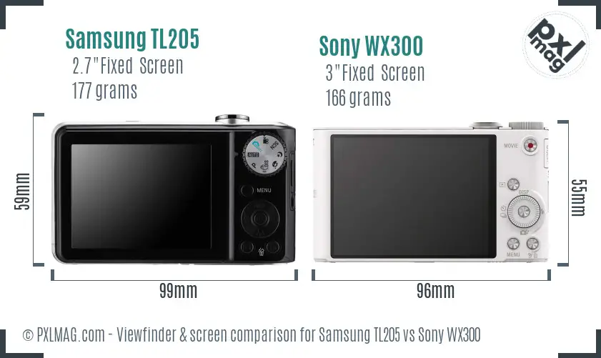 Samsung TL205 vs Sony WX300 Screen and Viewfinder comparison