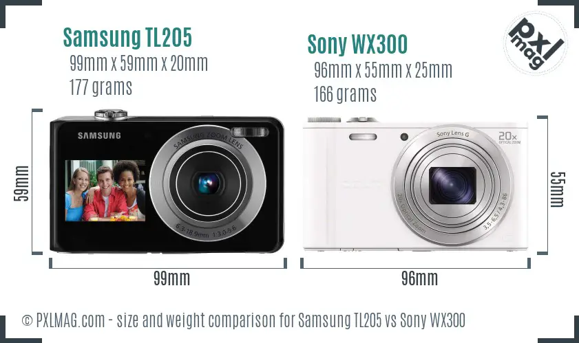 Samsung TL205 vs Sony WX300 size comparison