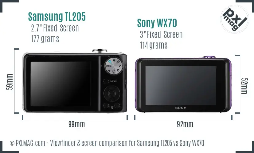 Samsung TL205 vs Sony WX70 Screen and Viewfinder comparison Samsung TL205 vs Sony WX70 Screen and Viewfinder comparison