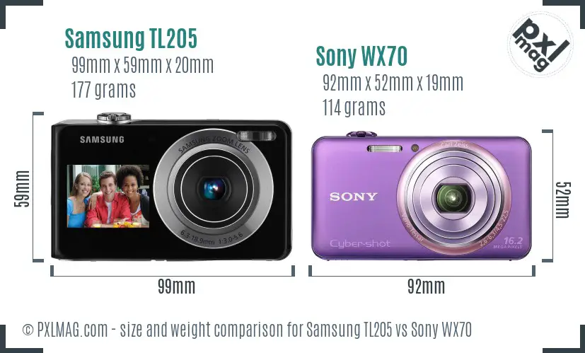 Samsung TL205 vs Sony WX70 size comparison Samsung TL205 vs Sony WX70 size comparison