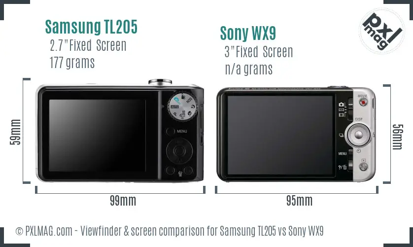 Samsung TL205 vs Sony WX9 Screen and Viewfinder comparison Samsung TL205 vs Sony WX9 Screen and Viewfinder comparison