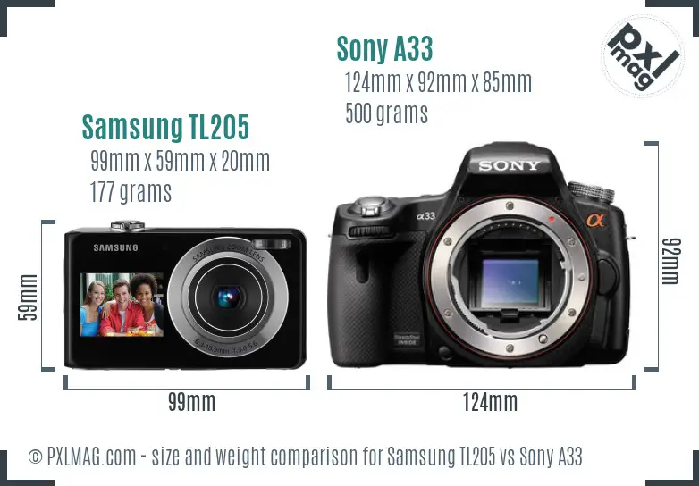 Samsung TL205 vs Sony A33 size comparison Samsung TL205 vs Sony A33 size comparison
