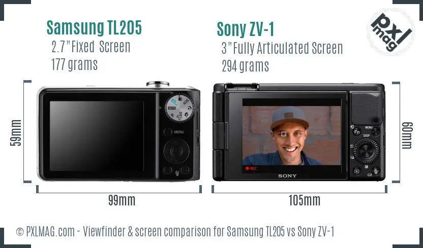 Samsung TL205 vs Sony ZV-1 Screen and Viewfinder comparison Samsung TL205 vs Sony ZV-1 Screen and Viewfinder comparison