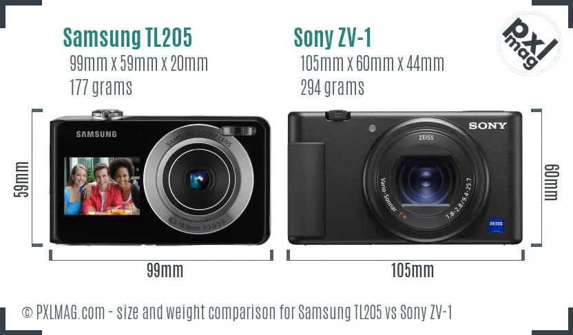 Samsung TL205 vs Sony ZV-1 size comparison Samsung TL205 vs Sony ZV-1 size comparison