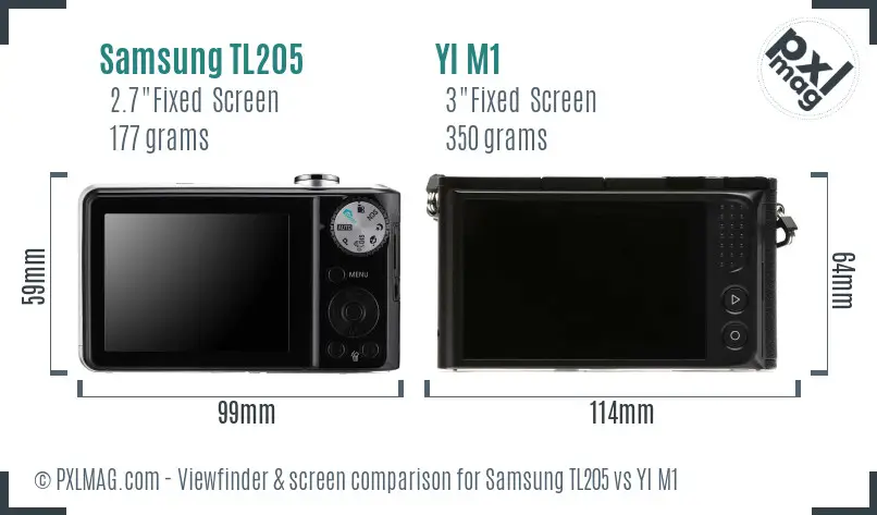 Samsung TL205 vs YI M1 Screen and Viewfinder comparison Samsung TL205 vs YI M1 Screen and Viewfinder comparison