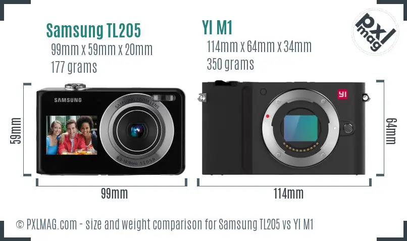 Samsung TL205 vs YI M1 size comparison Samsung TL205 vs YI M1 size comparison