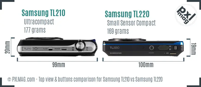 Samsung TL210 vs Samsung TL220 top view buttons comparison