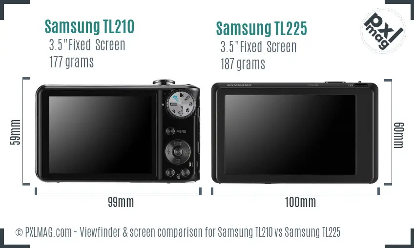 Samsung TL210 vs Samsung TL225 Screen and Viewfinder comparison