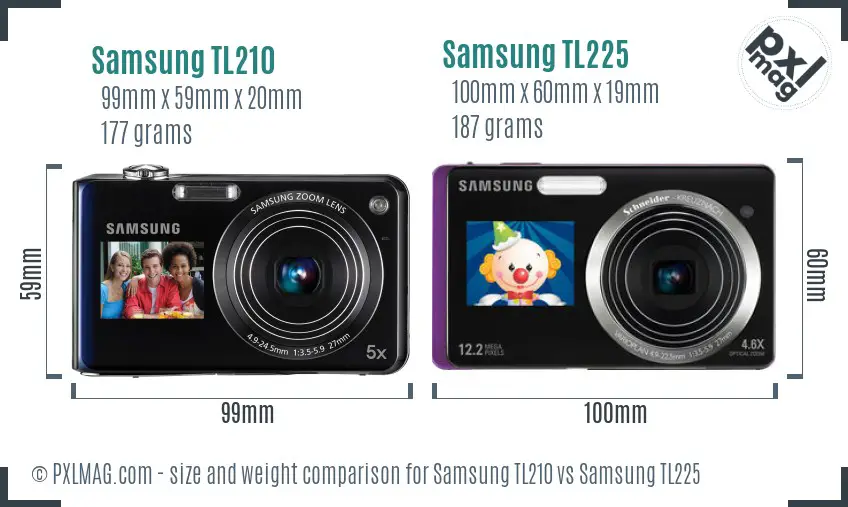 Samsung TL210 vs Samsung TL225 size comparison