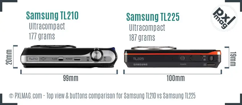 Samsung TL210 vs Samsung TL225 top view buttons comparison